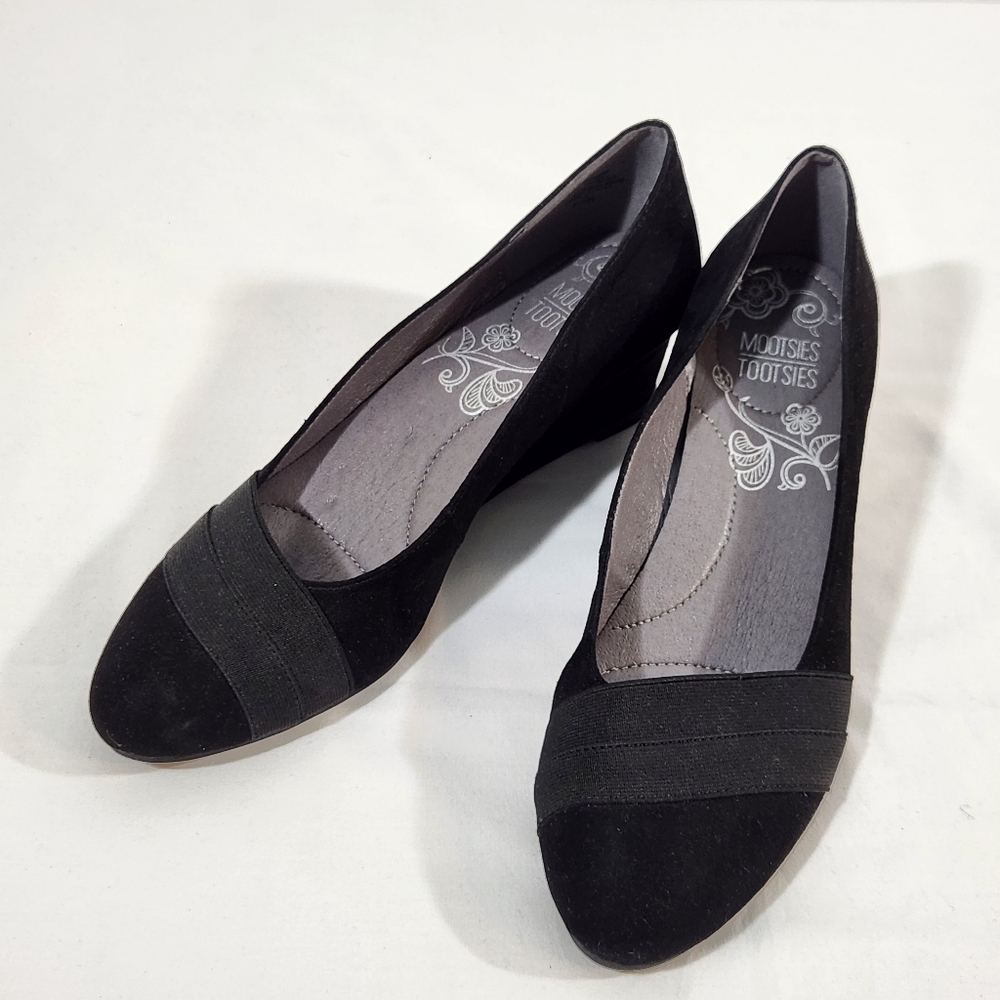 Tootsie Tootsies Karmine Black Micro SuedeWedge Slip On